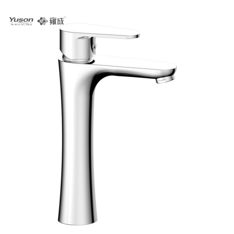 3377-31 Torneira de latão monocomando montada no convés misturador de lavatório alto para água quente e fria
